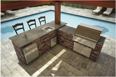Outdoor kitchen island and bbq